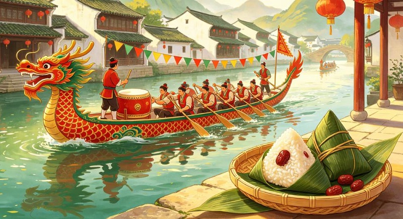 Saludos cordiales para el tradicional festival chino del bote del dragón